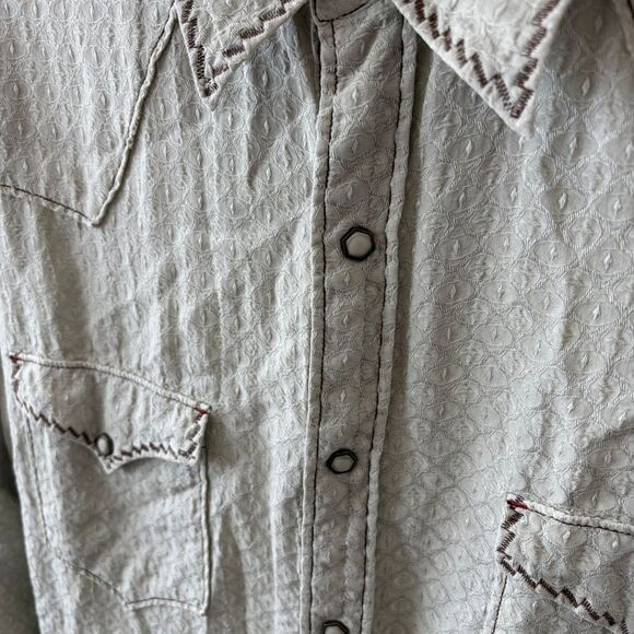 Ryan Michael Shirt XL Silk Western Snap Button Embroidered Pockets Textured VTG - Picture 2 of 7
